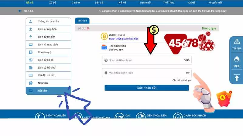 Cách rút tiền đơn giản của trang 45678.bar